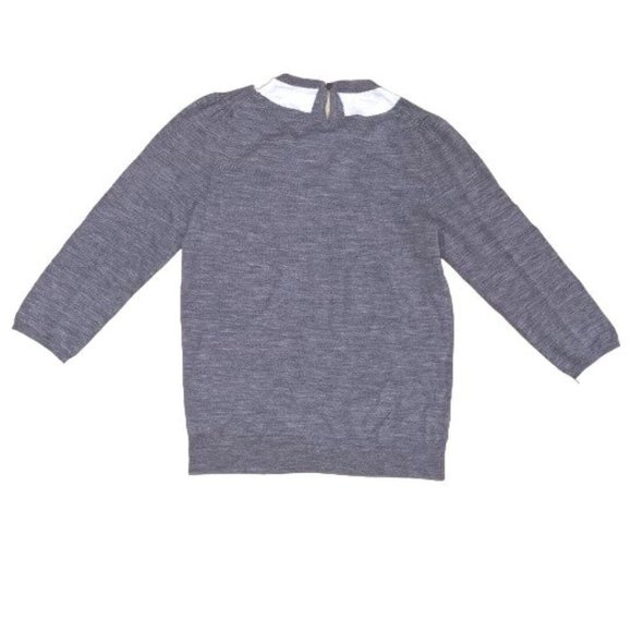 J Crew Faux Collar Knit Top Sweater Gray White Small Cute Preppy Womens Small - Picture 3 of 3